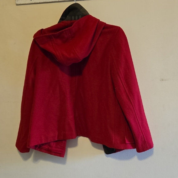 Old Navy Red Hooded Toggle Pea Coat - Picture 3 of 5